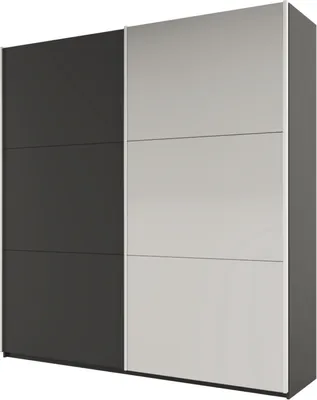 Produktbild von Schwebetürenschrank Katania 225, 2 Türen Kleiderschrank mit 1 Spiegel, Moderne Garderobe, Schrank in Größe: 225 x 244 x 65 cm