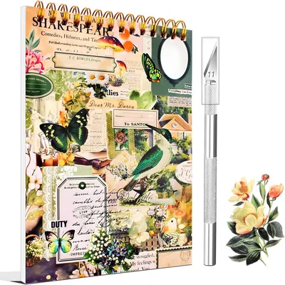 Image de Lot de 1000+ autocollants pour scrapbooking, style vintage, 50 feuilles, pour scrapbooking, couleur verte