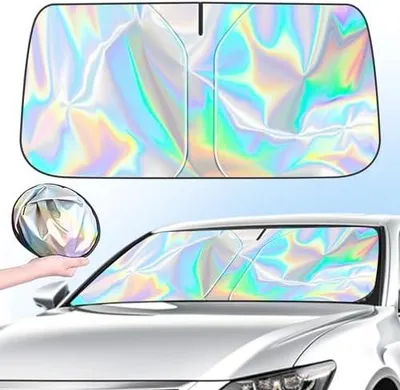 Produktbild von 140 * 70cm Sonnenschutz Auto Frontscheibe, Auto Sonnenschutz Frontscheibe Innen, Faltbare Auto Scheiben Verdunklung, Autoscheiben Sonnenschutz Blockiert Uv-Strahlen für Meisten Auto,SUV (M)