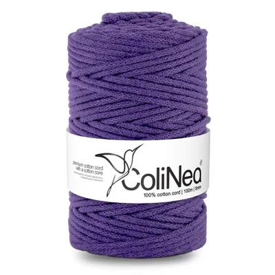 Produktbild von Geflochtene Baumwollkordel 5mm 100m Violett ColiNea mit Baumwollkern geflochten