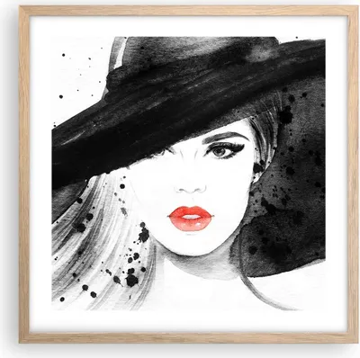 Produktbild von Gerahmtes Poster - Rahmen in heller Eiche - Frau Gesicht Lippen - 50x50 cm - Wand Bild - Wanddeko - Wandbilder - Wandposter - Bilderrahmen - Bilder - Kunstdruck - Wandbild - P2NAC50x50-3916