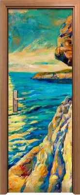 Produktbild von Türposter 70x200 cm Türaufkleber Türtapete Türfolie Klebefolie Kunst Sonnenuntergang Meeresufer