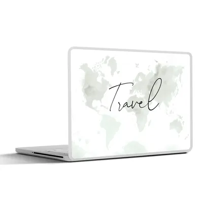 Produktbild von MuchoWow® Laptop Aufkleber Sticker Cover Weltkarte - Aquarell - Schwarz - Weiß 31x22.5 cm - Laptop-Deko