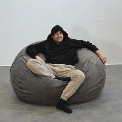 Image de Pouf géant déhoussable microsuède gris 140 cm