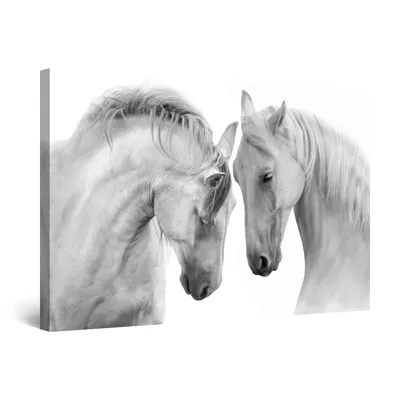 Produktbild von Startonight Obrazy - Bílí koně Láska - Obrazy na plátně Moderní umění, Obrazy na zeď XXL 80 x 120 cm, Obraz Den Noc