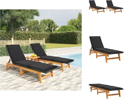 Produktbild von vidaXL Sonnenliegen mit Auflagen 2 Stk. Poly Rattan Massivholz Akazie -  Sonnenliegen