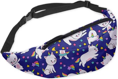 Produktbild von Modische Gürteltasche Sporttasche Bauchtasche mit Reissverschluss Hüfttasche Unicorn Katze