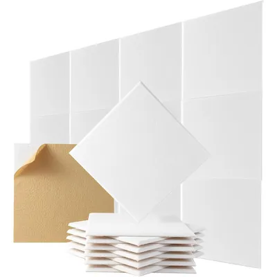 Obrázek produktu pro Akustický panel 12 kusů Akustické panely Samolepicí, stěnový panel s vysokou hustotou, 30*30*0,9 cm, bílý