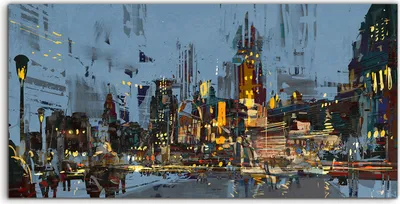 Produktbild von Coloray Spritzschutz aus Glas 140x70  Wandkunst Küchenrückwand Stadt modern dunkel Nacht Stadtbild