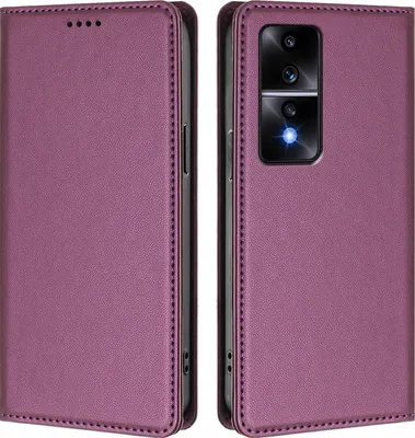 Produktbild von Handyhülle für Honor 80 GT, Kunstleder Klapphülle Stoßfeste Magnetische Hülle mit Ständer Lila