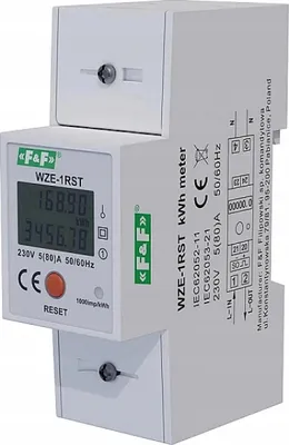 Obrázok produktu pre WZE-1RST 1-fázový indikátor spotreby energie s funkciou RESET F&F
