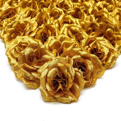 Kunstblumen aus Seide, rosa, 50 Stück, gold, für Dekoration