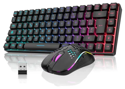 Obrázek produktu pro Bezdrátová herní klávesnice a myš, RGB podsvícení, rozložení kláves QWERTY (francouzské)