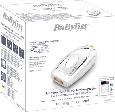 Productafbeelding van BaByliss G935E, Zilver, Wit, Intensieve pulserend licht (IPL), 4 J/cm², 15 minuten, 1 minuut, 2 minuten