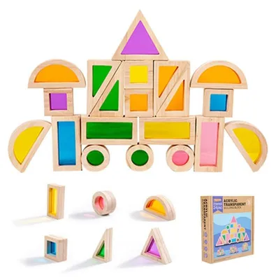 Image de Omgoods - Jouets Montessori : Blocs en bois pour enfants - Perception des couleurs et développement de la pensée spatiale