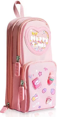 Produktbild von Federmäppchen für Kinder, 3 organisierte Fächer, 21 cm, 55 Teile Schrein, Rosa