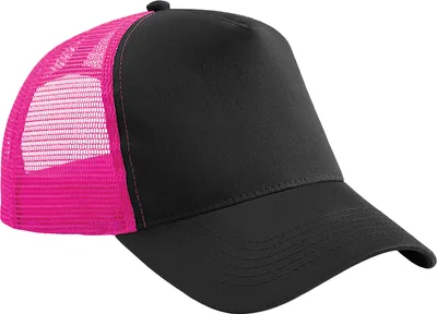 Immagine prodotto di Beechfield - Cappello Trucker Snapback per uomini/donne Unisex BC5260 (Taglia unica) (Nero/Fucsia)
