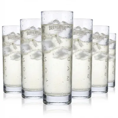 Produktbild von 6x Beefeater Gin Glas Gläser 0,3l Longdrinkglas Weißes Logo weiß satiniert