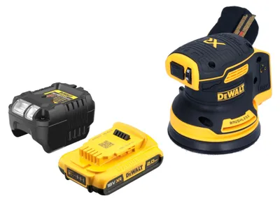 Zdjęcie produktu dla Akumulatorowa szlifierka mimośrodowa DeWalt DCW 210 D1 18 V 125 mm bezszczotkowa + 1x akumulator 2,0 Ah + ładowarka