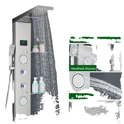 Immagine prodotto di Sistema doccia, illuminazione a LED, getti massaggianti, 6001 nichel spazzolato