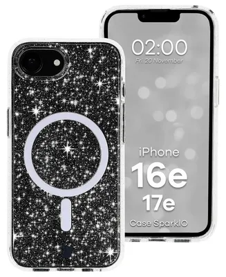 Produktbild von Glitzer Hülle mit Magnetring für iPhone 17e / 16e, Bizon Case SparklO, Transparent mit Glitzer