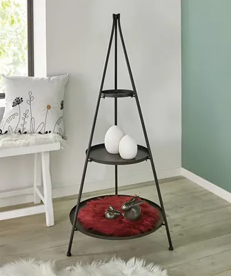 Produktbild von XXL Etagere "Klassik" aus Metall, 128 cm hoch, matt schwarz, 3-stöckig, Tortenständer, Obstetagere, Regal
