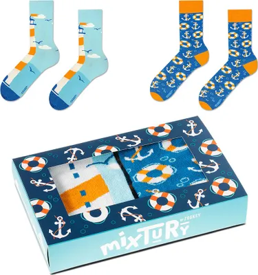 Produktbild von 2 Paar Socken für Damen 36-40, Lange Socken mit Laternen und Ankern