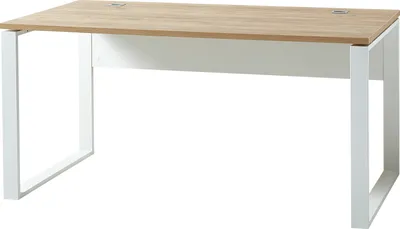 Produktbild von Germania Schreibtisch 4157-513 GW-Lioni in Weiß/Navarra-Eiche-Nb., mit Kabeldurchlass, 158 x 75 x 79 cm (BxHxT)