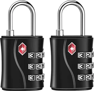 Produktbild von TSA Kofferschlösser 3-stellig mit Zahlencode Schwarz 2 Stücke
