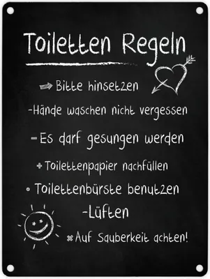 Produktbild von Blechschild - Toilettenregeln Schild Blechschild Aluminiumschild Emailleschild