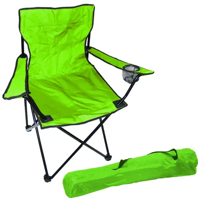 Anglersessel Campingstuhl Regiestuhl inkl. Getränkehalter und Tasche in Limegrün