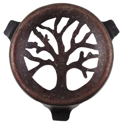 Produktbild von Holzkohletablettenhalter Räucherkegelhalter Lebensbaum Metall braun Baum des Lebens Dekoration