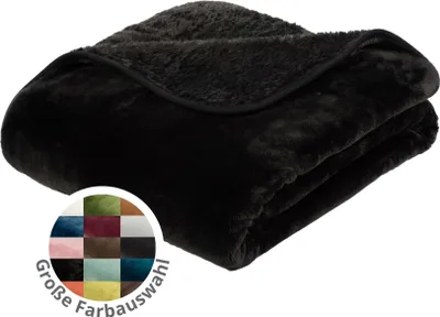 Produktbild von liebling Kuscheldecke Cashmere Feeling 220 x 240 cm, Schwarz, Premium Sofa Decke, dicke warme Wohndecke, 500 gr. / m²