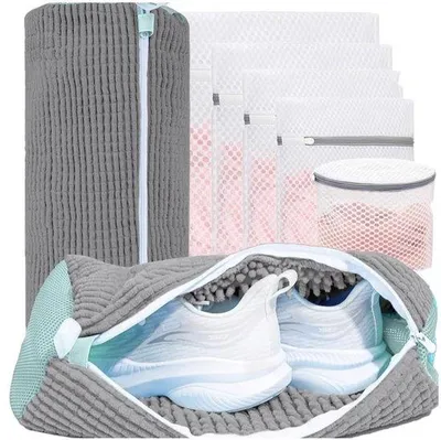 Produktbild von 2 Wäschebeutel für Schuhe und Kleidung, Schuhbeutel mit Reißverschluss, Mikrofaser, Schuhschutz, Wäschenetz für Wäsche, Kleidung, Unterwäsche