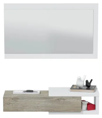 Image de CALICOSY - Console suspendue réversible avec 1 tiroir et 1 miroir L95 cm - NOON