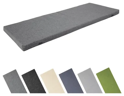 Image de Coussin de banc Garronda, 100x40 cm, environ 4 cm d'épaisseur, pour l'extérieur, idéal pour bancs de jardin et hamacs balançoires. Coussin d'assise imperméable et résistant aux UV, avec attaches, de couleur graphite (référence GD-0220)