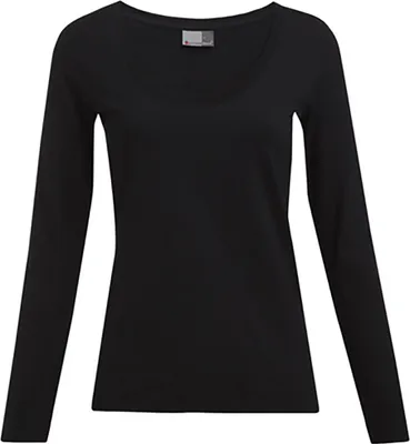 Produktbild von Slim-Fit Langarmshirt Plus Size Damen, Schwarz, XXL