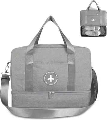 Faltbare 3-in-1 Reisetasche für Herren und Damen - Ideal für Strand, Schwimmen, Fitnessstudio und mehr - Grau A, L