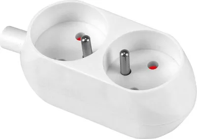 Image de Prise double 16A 250V amovible avec fil blanc - Vt-302-0021