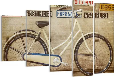 Produktbild von Bild auf Leinwand - Leinwandbild - Fahrrad Mauer Straße - 150x100cm - Wand Bild - Wanddeko - Leinwanddruck - Bilder - Kunstdruck - Wanddekoration - Leinwand bilder - Wandkunst - EG150x100-3764