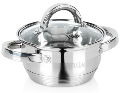 Produktbild von Vilde | Kochtopf Induktion 1 L mit Glasdeckel - Edelstahl - Spülmaschinenfest - Ø 14 cm - INOXCELLENT