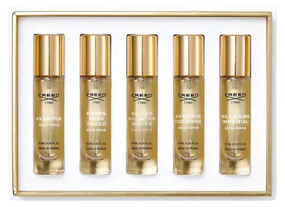 Immagine prodotto di Set regalo Creed da uomo: 10 ml di Aventus EDP + 10 ml di Green Irish Tweed EDP + 10 ml di Silver Mountain Water EDP + 10 ml di Aventus Cologne + 10 ml di Millésime Impérial EDP