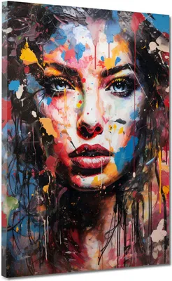 Produktbild von Frau Kunstdruck modern Pop Art Leinwandbild Wandbild  XL Wanddeko Colour: 75x100x2cm
