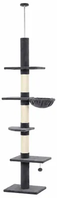Imagen del producto de PawHut, rascador para gatos, altura ajustable de 225-255 cm, árbol para gatos con 5 niveles