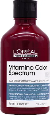 Produktbild von L'Oréal Professionnel, Orangeton Mattierendes Shampoo, Braunes Haar, Cremige Textur mit blauen Pigmenten, Neutralisiert unerwünschte Reflexe, Vitamino Farbspektrum, Expert Serie, 300ml