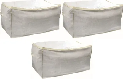 Produktbild von MSV® 3 Stück - Faltbare XXL Unterbett Kommode Aufbewahrungsbeutel mit Reißverschluss für Bettdecken 91 x 53 x 47 cm