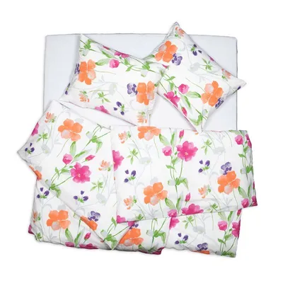 Obrázek produktu pro SCANquilt povlečení KREP květiny bílooranžovorůžová 100% bavlna 140 x 220/70 x 90 cm
