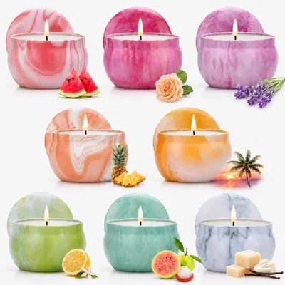 Produktbild von Duftkerzen im Glas Geschenkset 8er Set 480g 160 Std Brenndauer Bunt