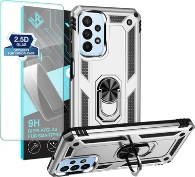 Produktbild von Armor Outdoor Handyhülle für Samsung Galaxy A23 5G Handy Panzer Case Schutzhülle mit 9H Displayglas Displayschutz Farbe: Silber