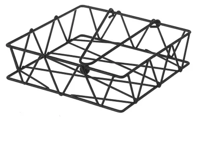Geometrischer Serviettenhalter aus Metall, schwarz, 18 x 18 x 5 cm